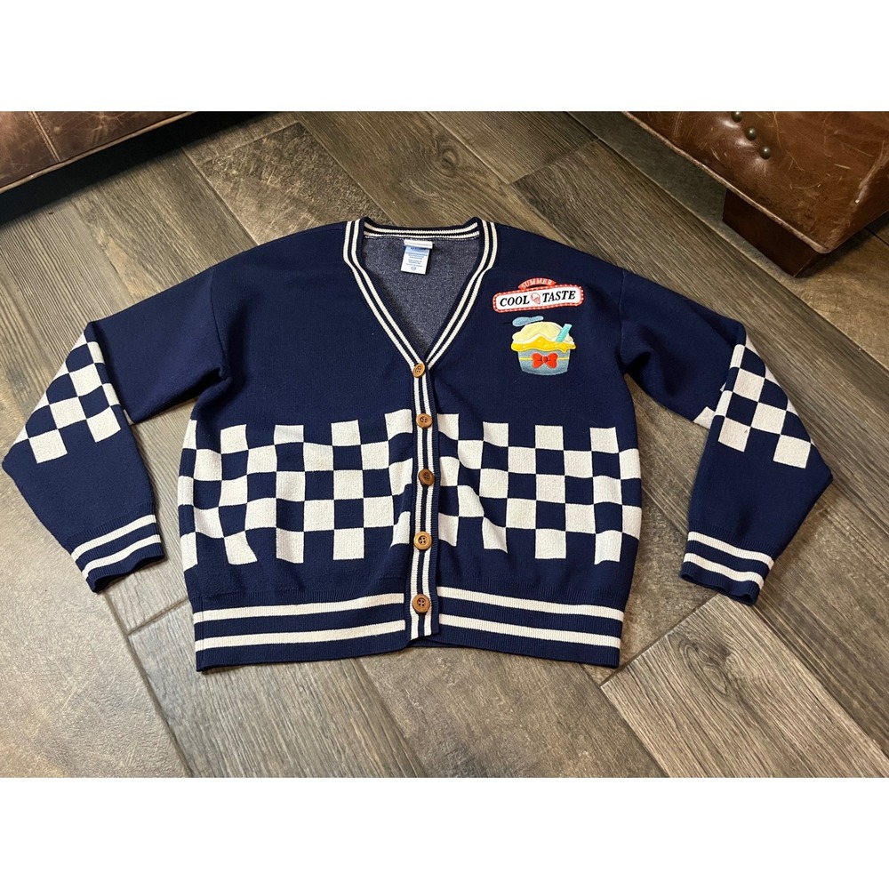 Disney Her Universe Navy Blue Checkered Summer Cool Taste Cardigan Sweater LG